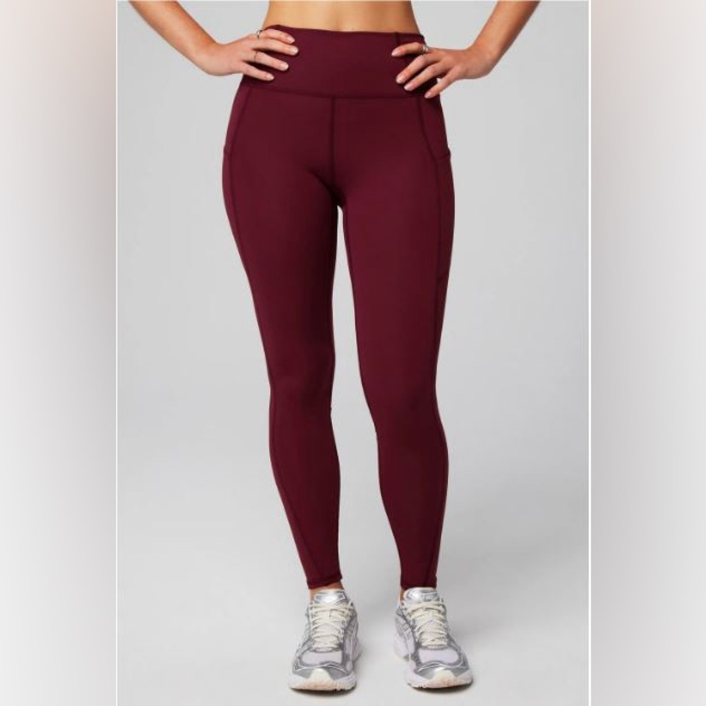 NWT- Fabletics PureLuxe HW Pocket Full length Leggings -MERLOT (27” inseam) - Picture 8 of 11